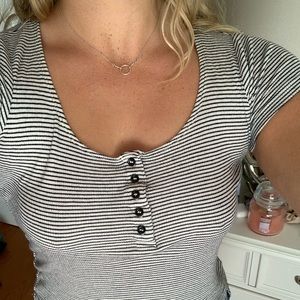 Cute black and white striped tee size M